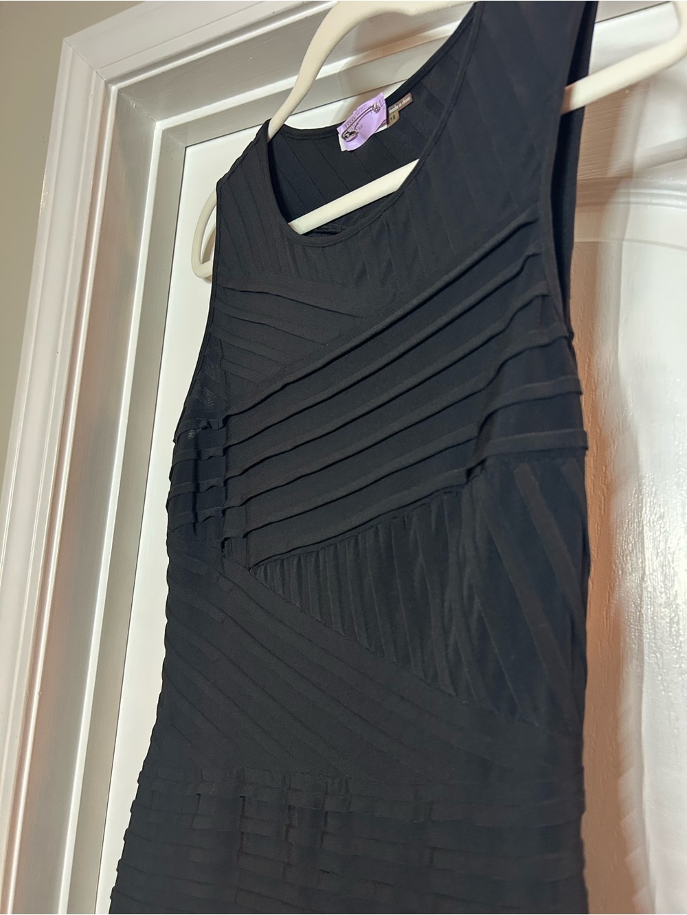 Calvin Klein Sleeveless Black Layered Textured Dress